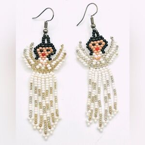 Handmade Seed Beaded Guardian Angel Fairycore Earrings